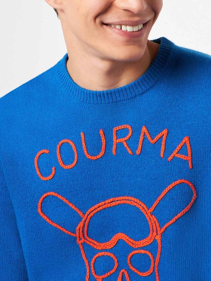 Mc2 Saint Barth Maglia Da Uomo Blu Con Ricamo Courma Pirates