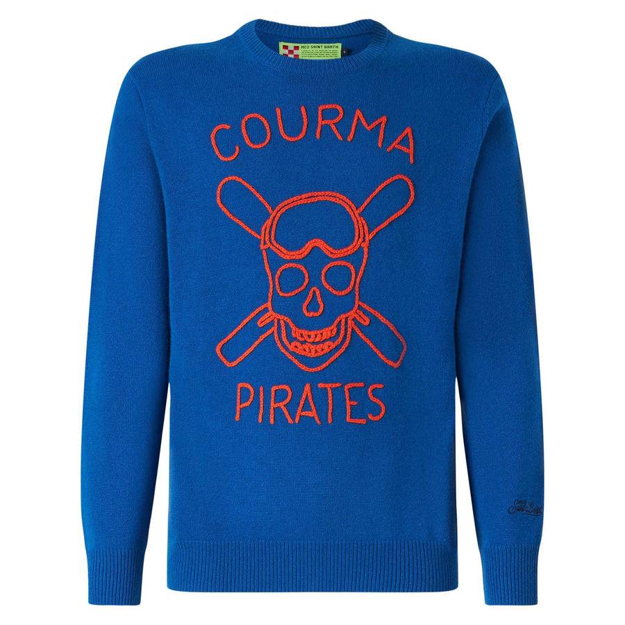Mc2 Saint Barth Maglia Da Uomo Blu Con Ricamo Courma Pirates