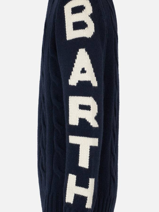 Mc2 Saint Barth Maglia Da Uomo Blu Intrecciato Girocollo Pesante