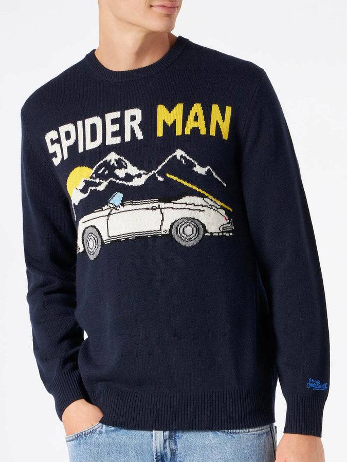 Mc2 Saint Barth Maglia Da Uomo Blu Navy Con Stampa Auto