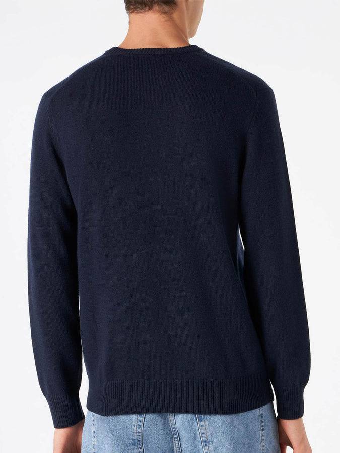 Mc2 Saint Barth Maglia Da Uomo Blu Navy Con Stampa Auto