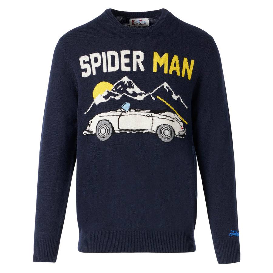 Mc2 Saint Barth Maglia Da Uomo Blu Navy Con Stampa Auto