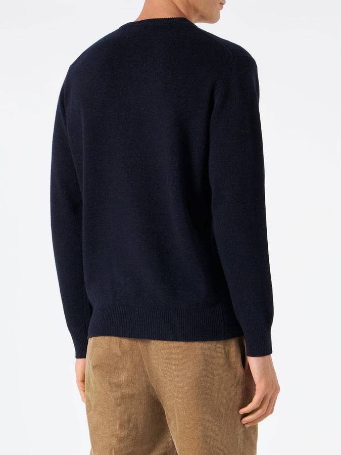 Mc2 Saint Barth Maglia Da Uomo Blu Navy Con Stampa Courma Vs St. Moritz