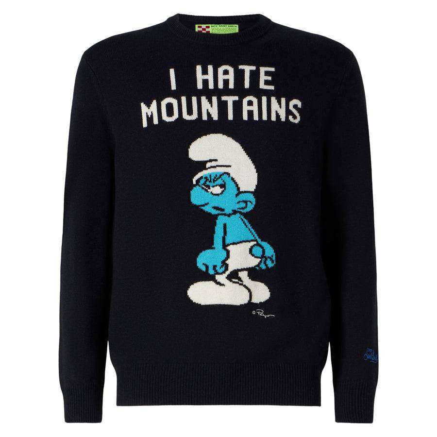 Mc2 Saint Barth Maglia Da Uomo Blu Navy Stampa I Hate Mountains Puffo | ©PEYO EDIZIONE SPECIALE