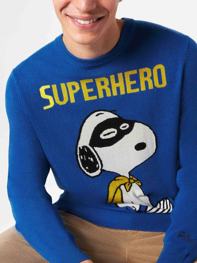 Mc2 Saint Barth Maglia Da Uomo Blu Stampa Snoopy Superhero | SNOOPY - EDIZIONE SPECIALE PEANUTS™