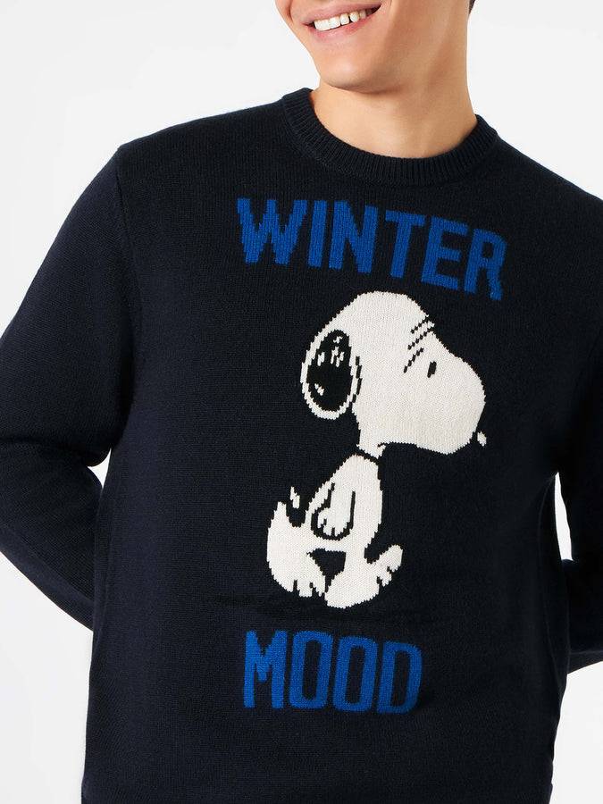 Mc2 Saint Barth Maglia Da Uomo Blu Stampa Winter Mood Snoopy | SNOOPY - EDIZIONE SPECIALE PEANUTS™