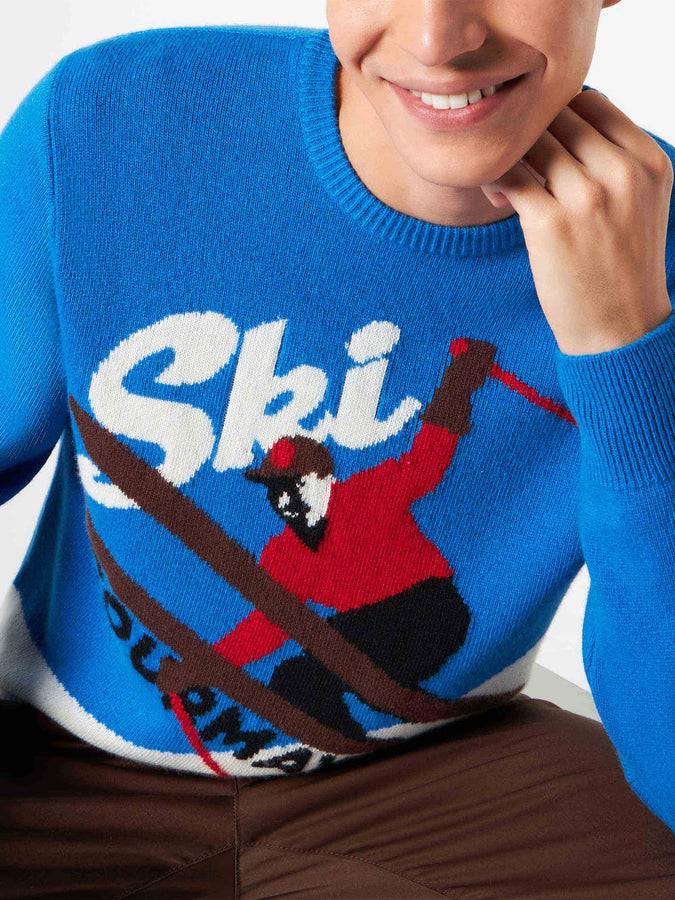 Mc2 Saint Barth Maglia Da Uomo Bluette E Bianca Con Courmayeur Postcard