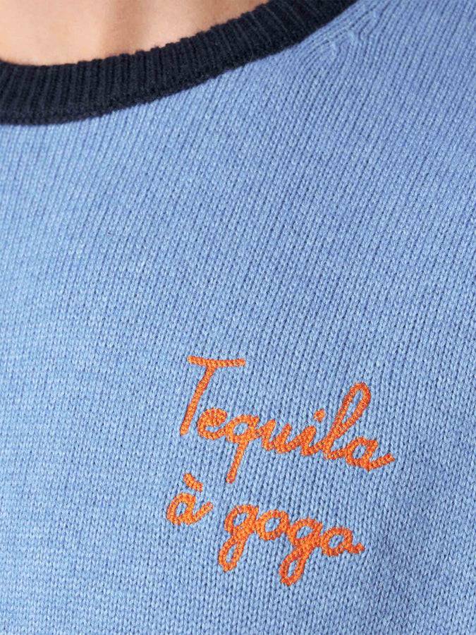 Mc2 Saint Barth Maglia Da Uomo Celeste Con Ricamo Tequila à Gogo