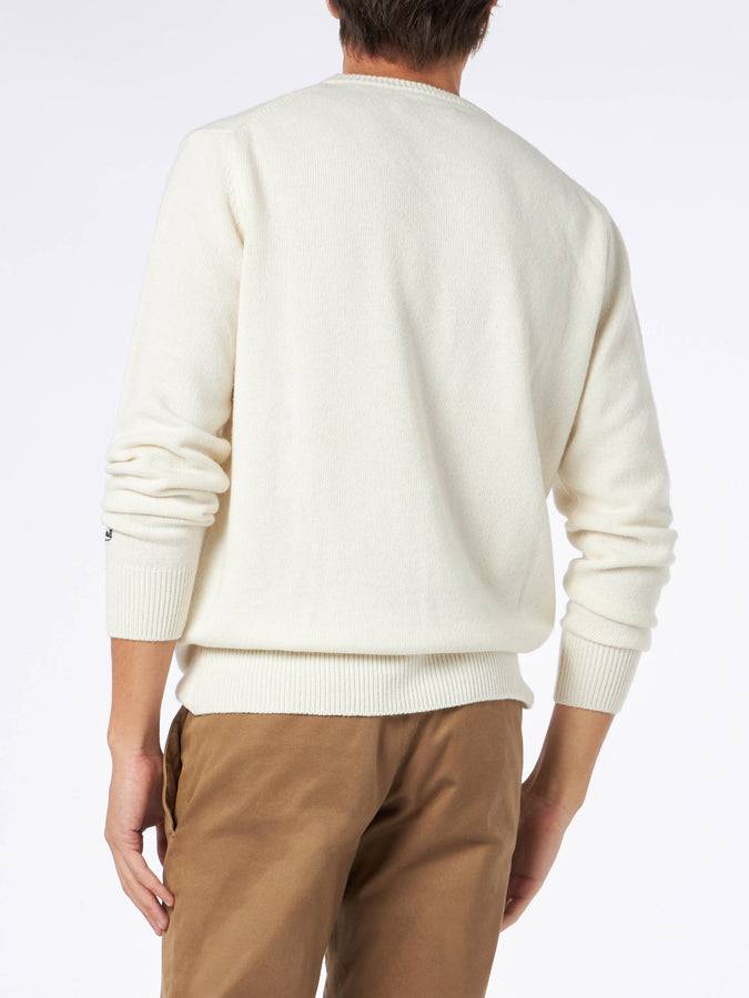 Mc2 Saint Barth Maglia Da Uomo Con Stampa Ciaspole E Nuvole