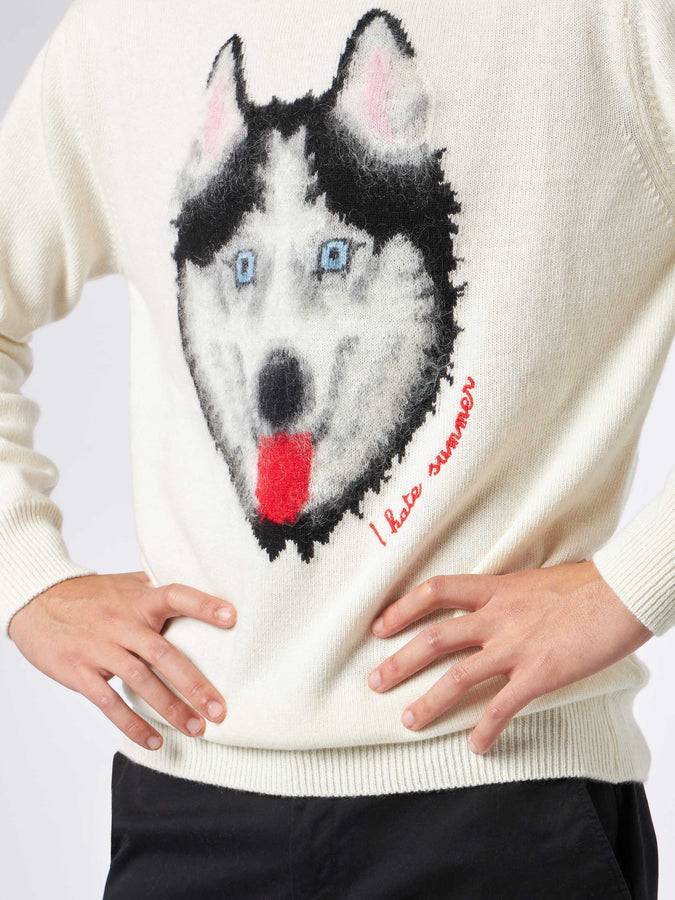 Mc2 Saint Barth Maglia Da Uomo Con Stampa Lupo E Ricamo I Hate Summer