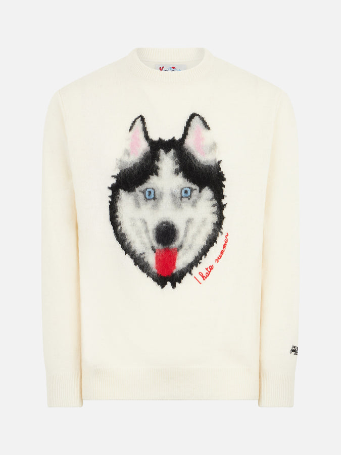 Mc2 Saint Barth Maglia Da Uomo Con Stampa Lupo E Ricamo I Hate Summer