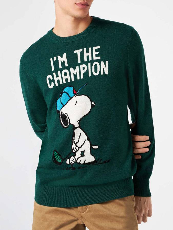 Mc2 Saint Barth Maglia da uomo con stampa Snoopy I'm the Champion | SNOOPY - EDIZIONE SPECIALE PEANUTS™