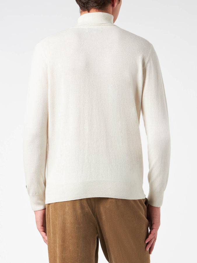Mc2 Saint Barth Maglia Da Uomo Dolcevita Con Stampa Jacquard Settimana In Bianco