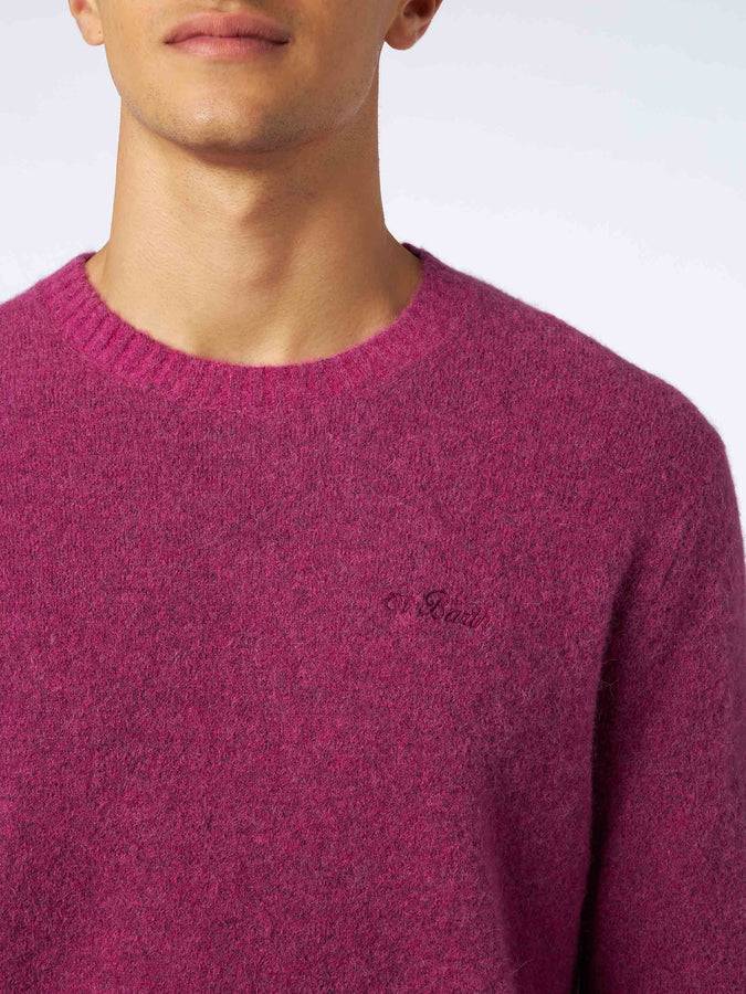 Mc2 Saint Barth Maglia Da Uomo Fucsia In Lana Stretch Con Ricamo St. Barth