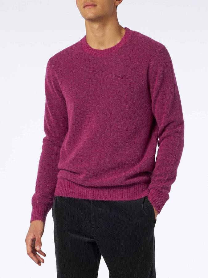 Mc2 Saint Barth Maglia da uomo fucsia in lana stretch con ricamo St. Barth