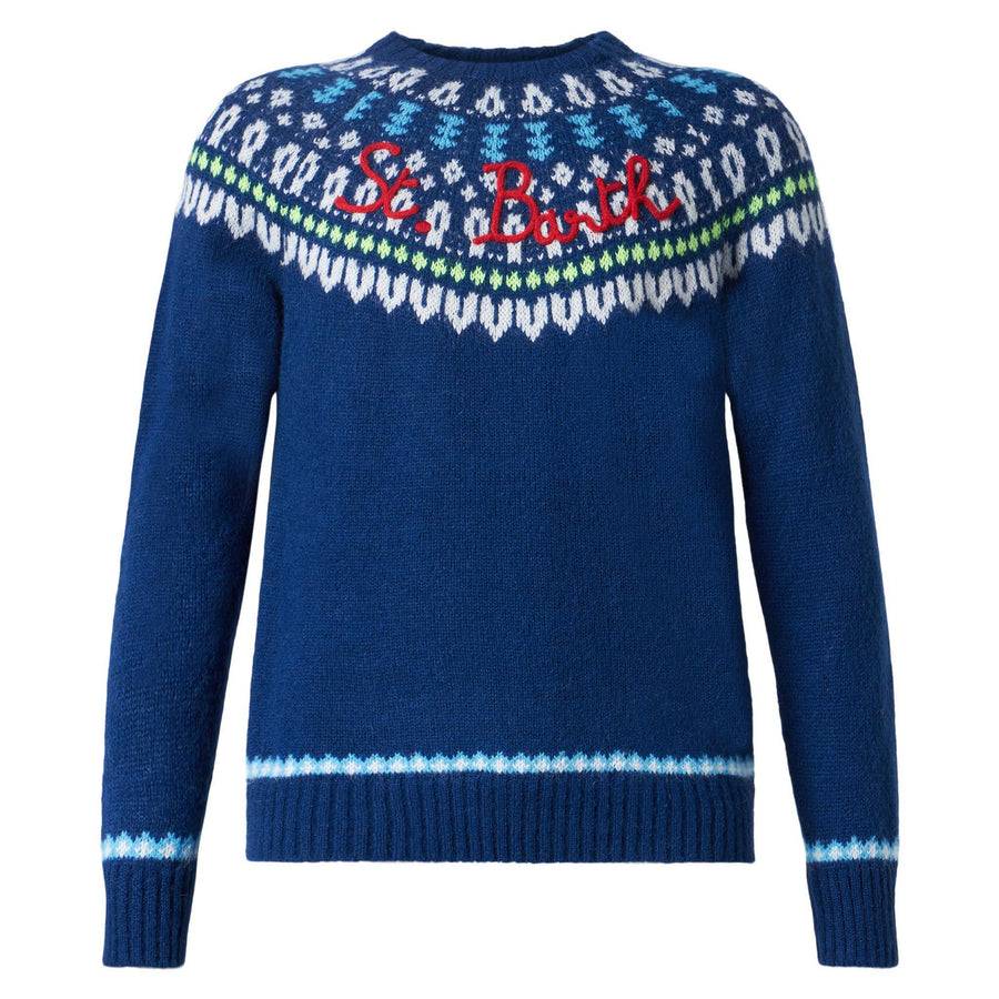 Mc2 Saint Barth Maglia Da Uomo Garzata Con Jacquard Islandese