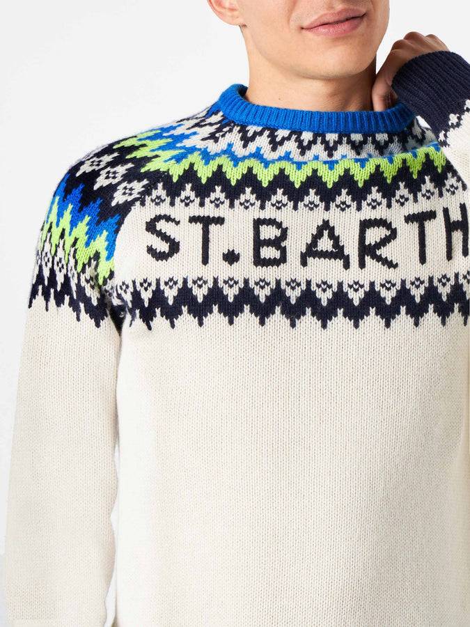 Mc2 Saint Barth Maglia Da Uomo Garzata Con Jacquard Islandese