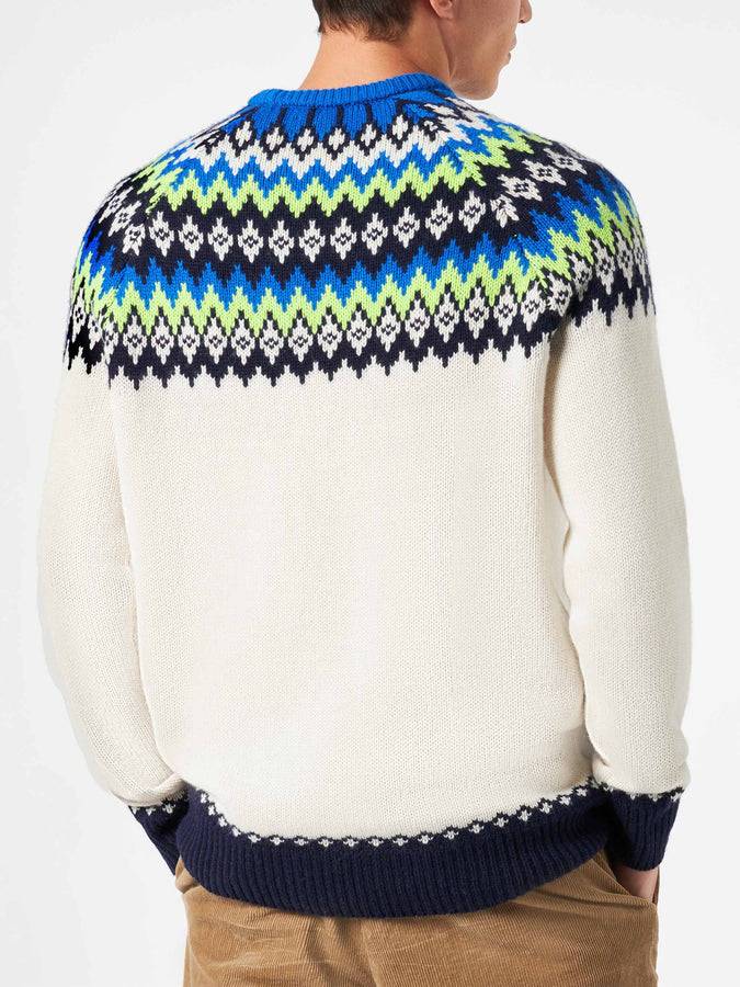 Mc2 Saint Barth Maglia Da Uomo Garzata Con Jacquard Islandese