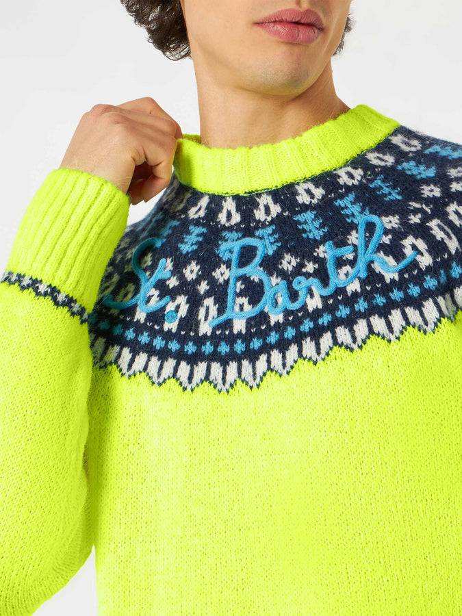 Mc2 Saint Barth Maglia Da Uomo Garzata Con Jacquard Islandese