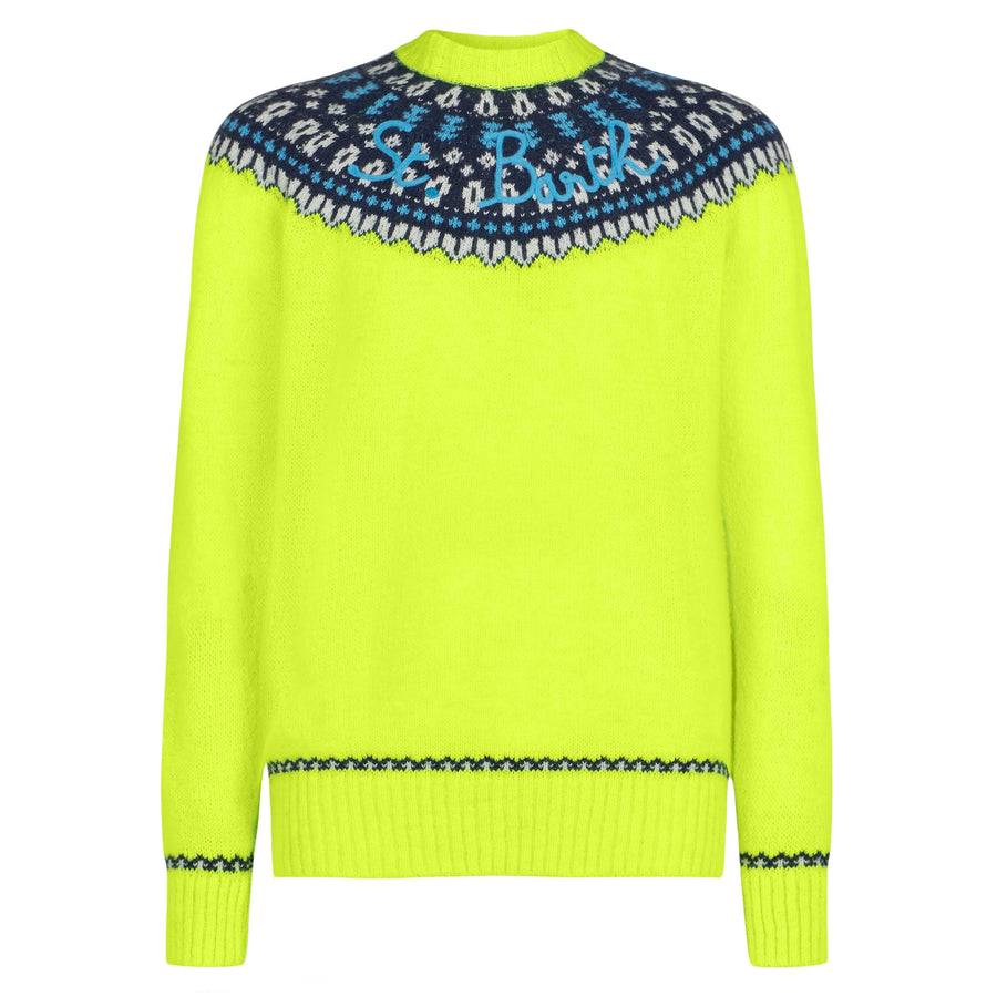 Mc2 Saint Barth Maglia Da Uomo Garzata Con Jacquard Islandese