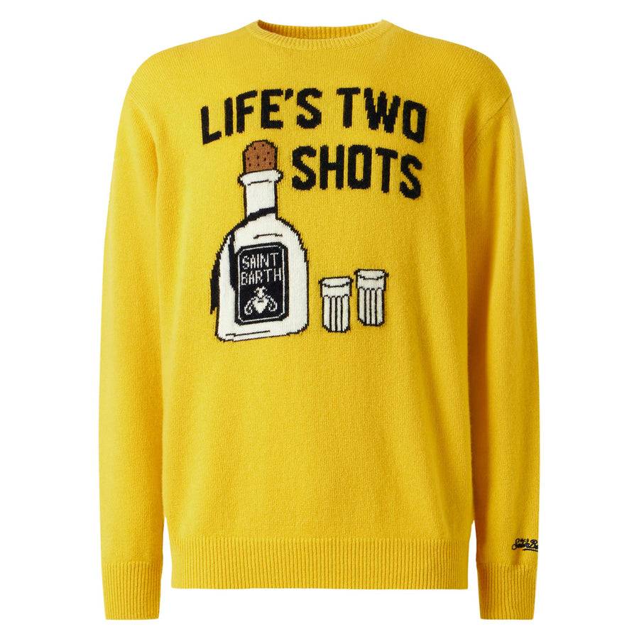 Mc2 Saint Barth Maglia Da Uomo Gialla Con Scritta Life's Two Shots