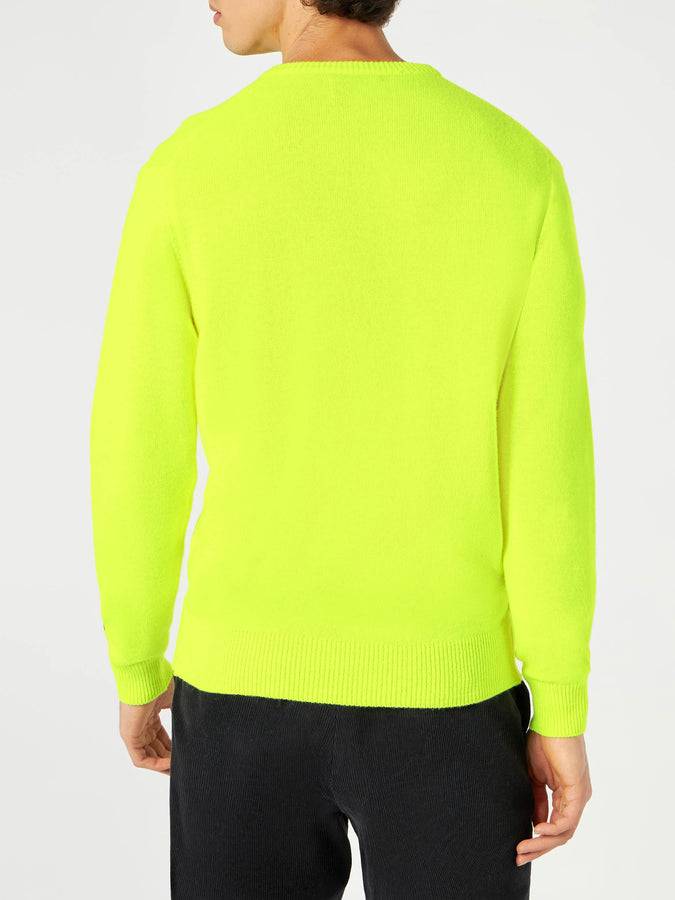 Mc2 Saint Barth Maglia Da Uomo Giallo Fluo Con Stampa Problem $olver