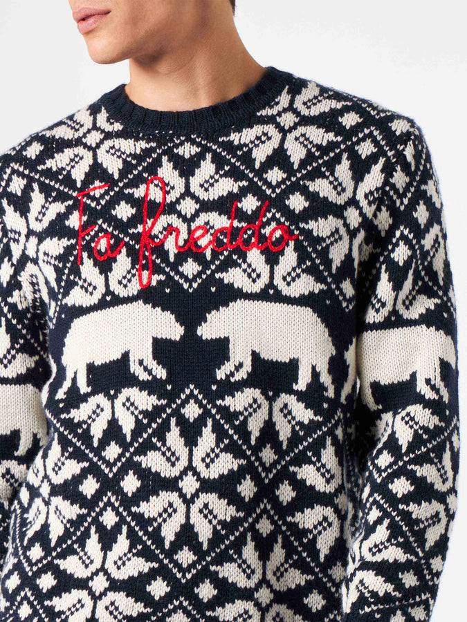Mc2 Saint Barth Maglia Da Uomo Girocollo Con Fantasia Norvegese