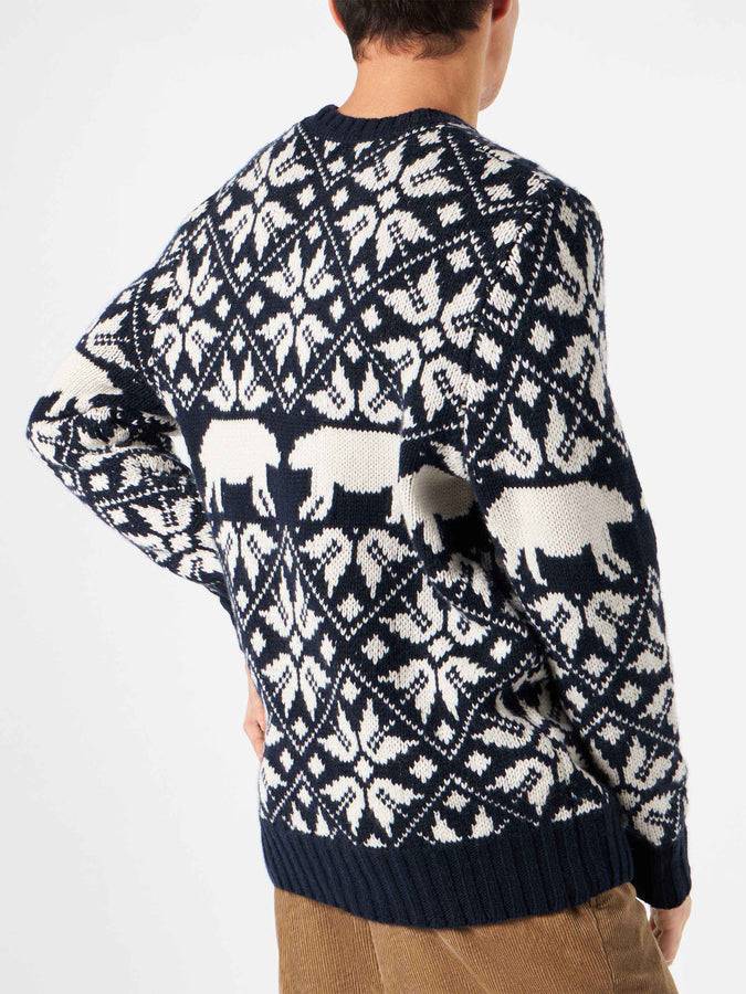 Mc2 Saint Barth Maglia Da Uomo Girocollo Con Fantasia Norvegese