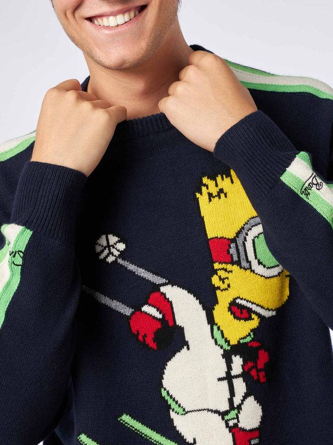 Mc2 Saint Barth Maglia Da Uomo Girocollo Con Stampa Jacquard Bart Simpson | EDIZIONE SPECIALE DEI SIMPSON