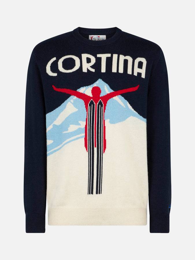 Mc2 Saint Barth Maglia da uomo girocollo con stampa jacquard cartolina Cortina