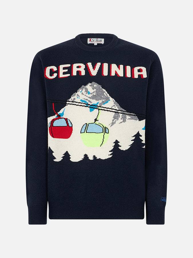 Mc2 Saint Barth Maglia Da Uomo Girocollo Con Stampa Jacquard Cartolina Di Cervinia