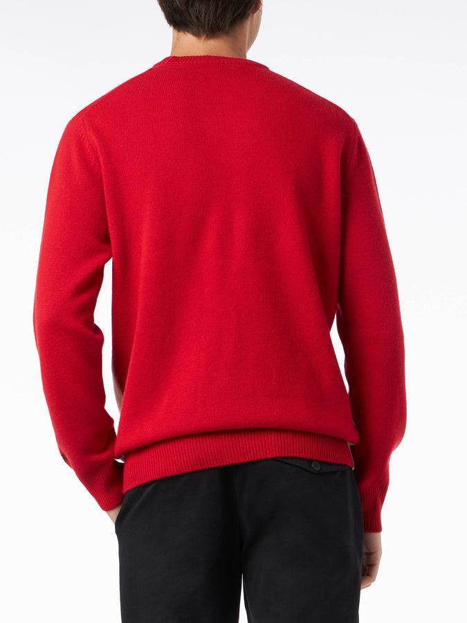 Mc2 Saint Barth Maglia Da Uomo Girocollo Con Stampa Jacquard Cartolina Aspen