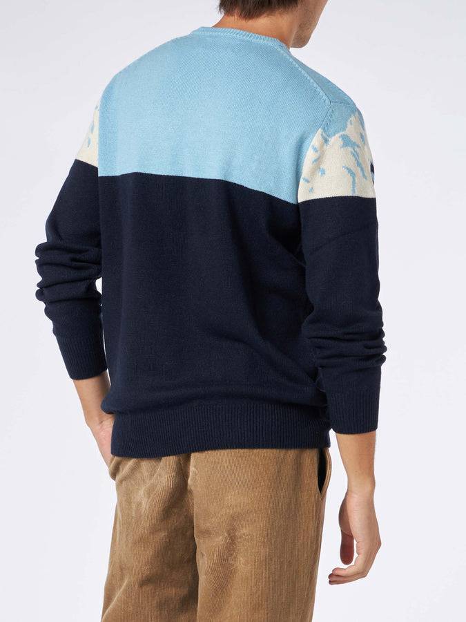Mc2 Saint Barth Maglia Da Uomo Girocollo Con Stampa Jacquard Cartolina St. Moritz