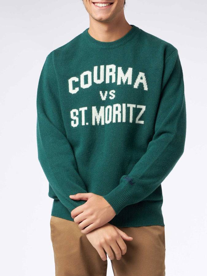 Mc2 Saint Barth Maglia da uomo girocollo con stampa jacquard Courma vs St. Moritz