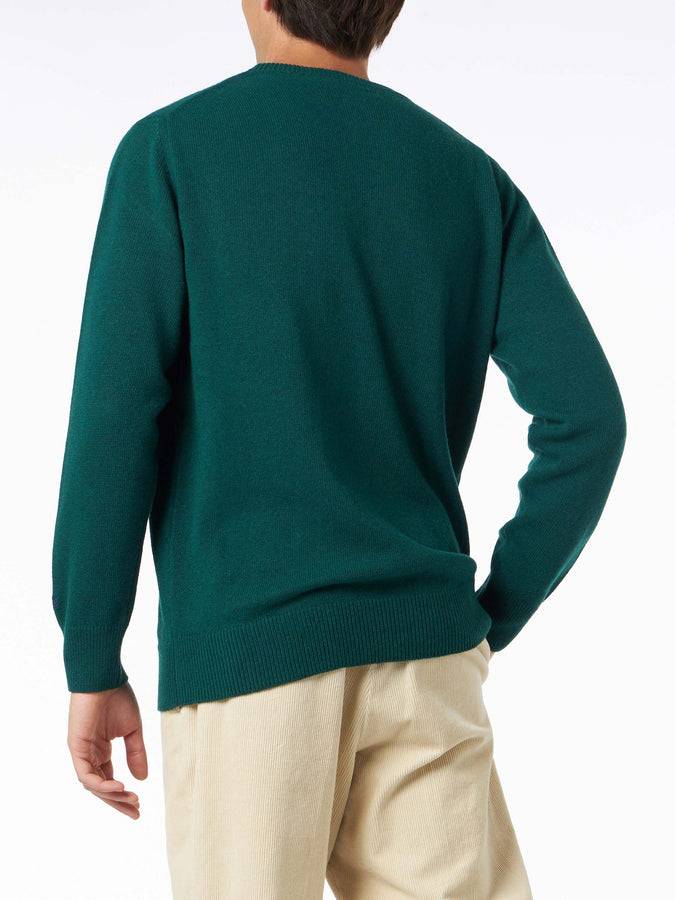 Mc2 Saint Barth Maglia Da Uomo Girocollo Con Stampa Jacquard Monti Di Courma