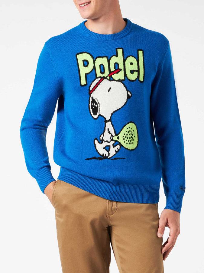 Mc2 Saint Barth Maglia Da Uomo Girocollo Con Stampa Jacquard Padel Snoopy | SNOOPY - EDIZIONE SPECIALE ©PEANUTS