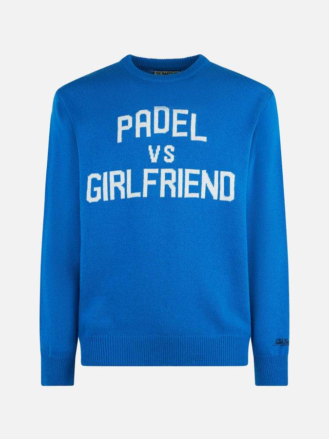 Mc2 Saint Barth Maglia da uomo girocollo con stampa jacquard Padel vs Girlfriend