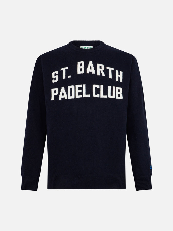 Mc2 Saint Barth Maglia Da Uomo Girocollo Con Stampa Jacquard St. Barth Padel Club