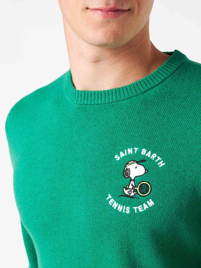 Mc2 Saint Barth Maglia Da Uomo Girocollo Con Stampa Jacquard Tennis Snoopy | SNOOPY - EDIZIONE SPECIALE ©PEANUTS