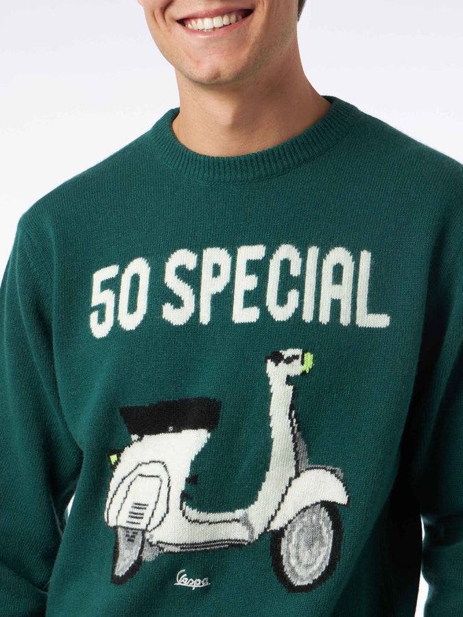 Mc2 Saint Barth Maglia Da Uomo Girocollo Con Stampa Jacquard Vespa | EDIZIONE SPECIALE VESPA©