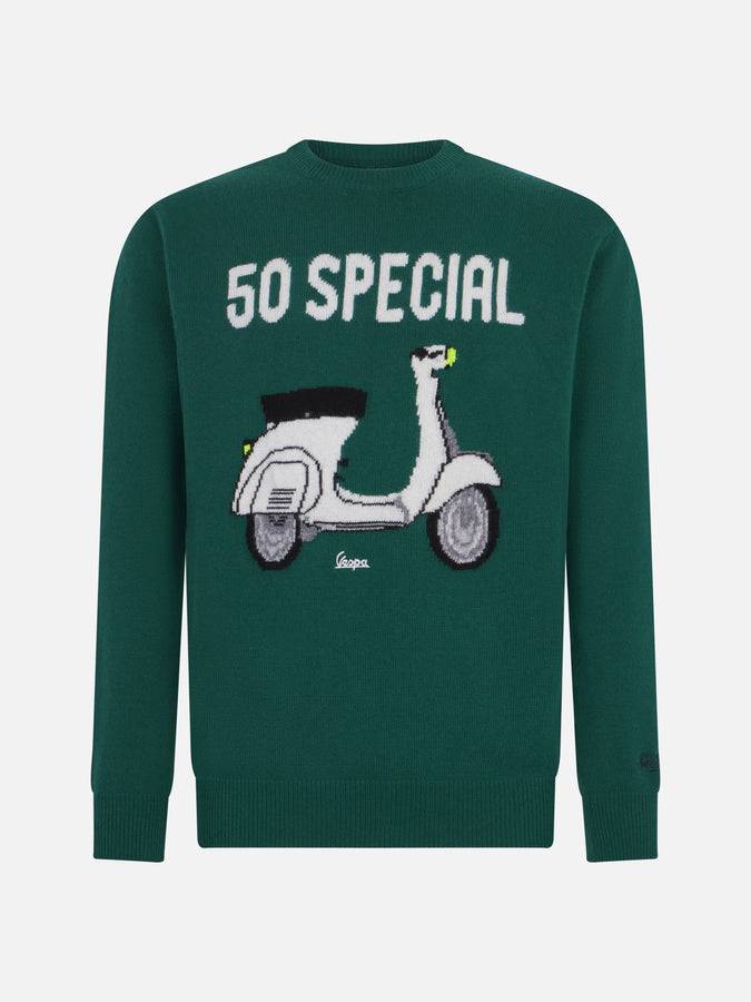 Mc2 Saint Barth Maglia Da Uomo Girocollo Con Stampa Jacquard Vespa | EDIZIONE SPECIALE VESPA©