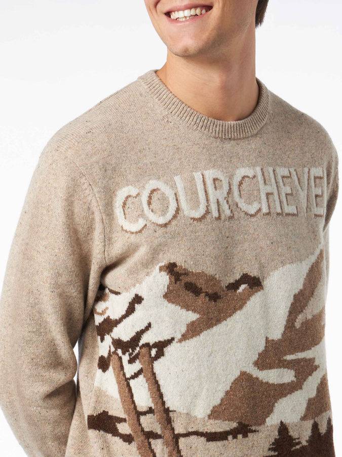 Mc2 Saint Barth Maglia Da Uomo Girocollo In Donegal Con Stampa Jacquard Cartolina Courchevel