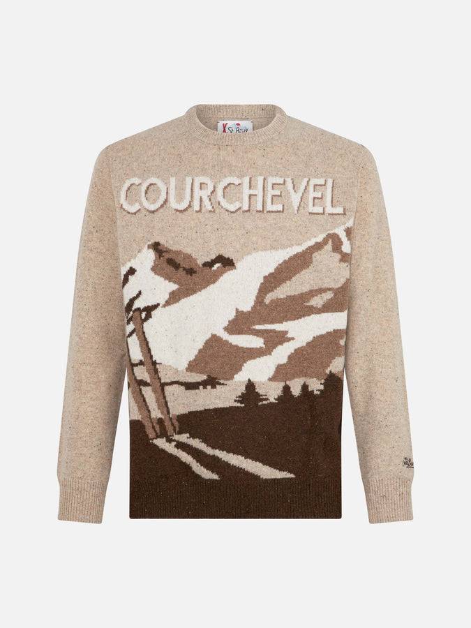 Mc2 Saint Barth Maglia Da Uomo Girocollo In Donegal Con Stampa Jacquard Cartolina Courchevel