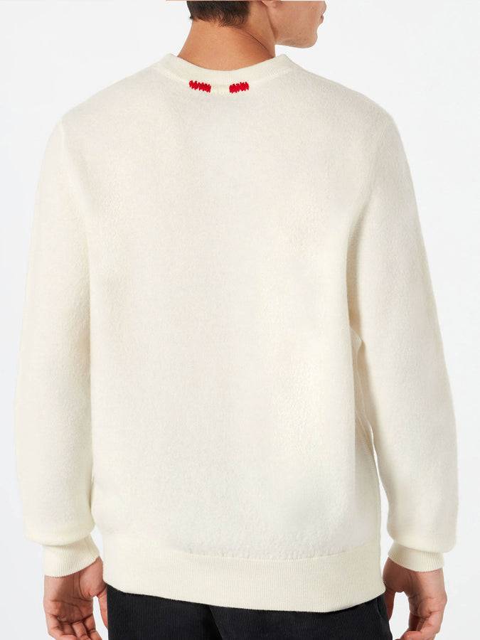 Mc2 Saint Barth Maglia Da Uomo Girocollo In Maglia Con Ricamo Day Off