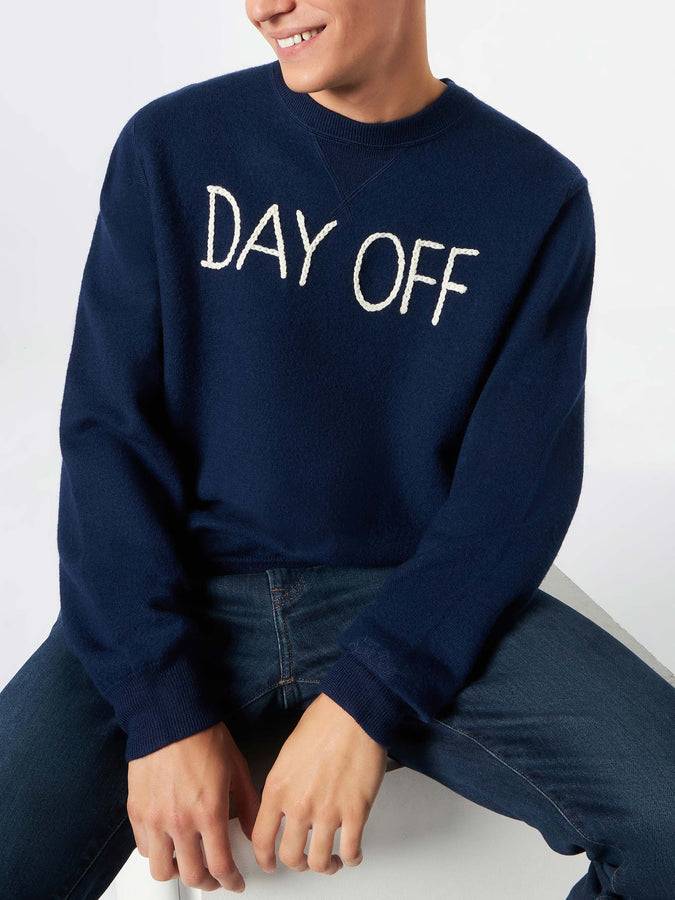 Mc2 Saint Barth Maglia Da Uomo Girocollo In Maglia Con Ricamo Day Off