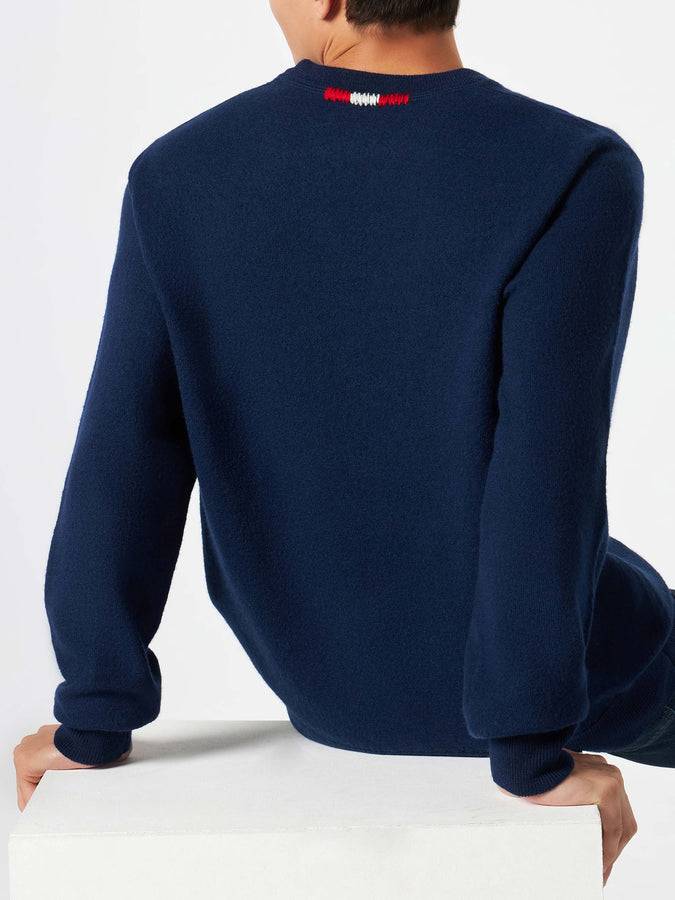 Mc2 Saint Barth Maglia Da Uomo Girocollo In Maglia Con Ricamo Day Off