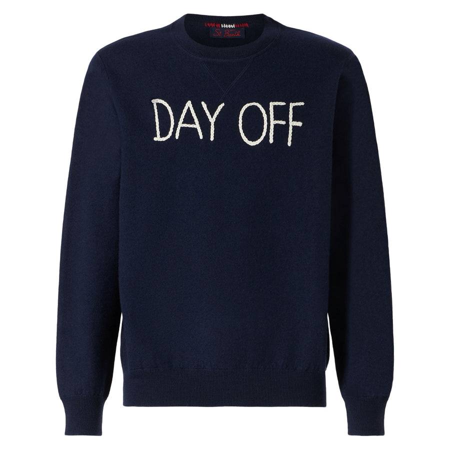 Mc2 Saint Barth Maglia Da Uomo Girocollo In Maglia Con Ricamo Day Off