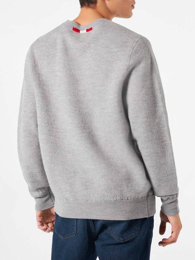 Mc2 Saint Barth Maglia Da Uomo Girocollo In Maglia Con Ricamo Day Off