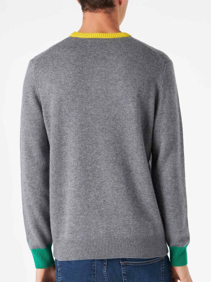 Mc2 Saint Barth Maglia Da Uomo Grigia Con Ricamo Daddy's Cool