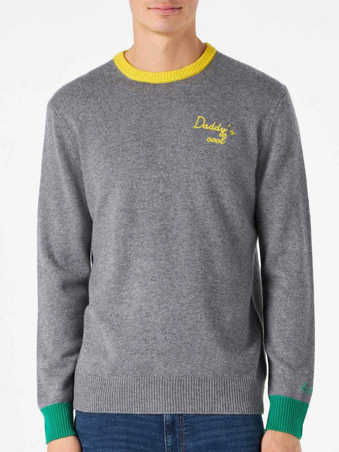 Mc2 Saint Barth Maglia da uomo grigia con ricamo Daddy's cool